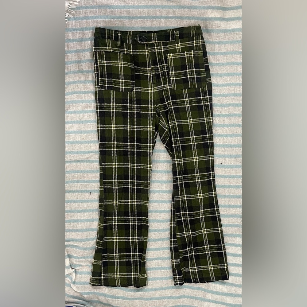 Current Mood Green & Black Plaid Trousers From Dolls Kill - Size Small